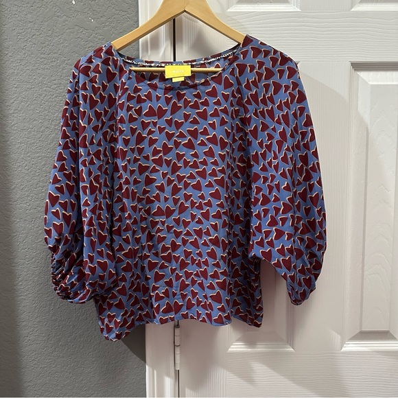 Anthropologie Maeve silk hearts kimono blouse size small - Picture 3 of 5